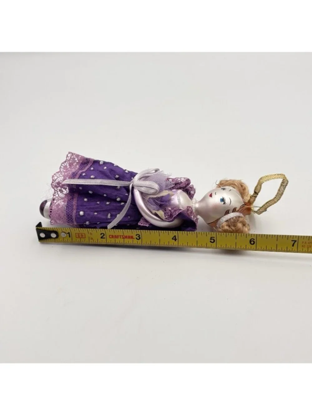 De Carlini Icicle Girl Blown Glass Christmas Ornament Purple Ladies Elegance 6”